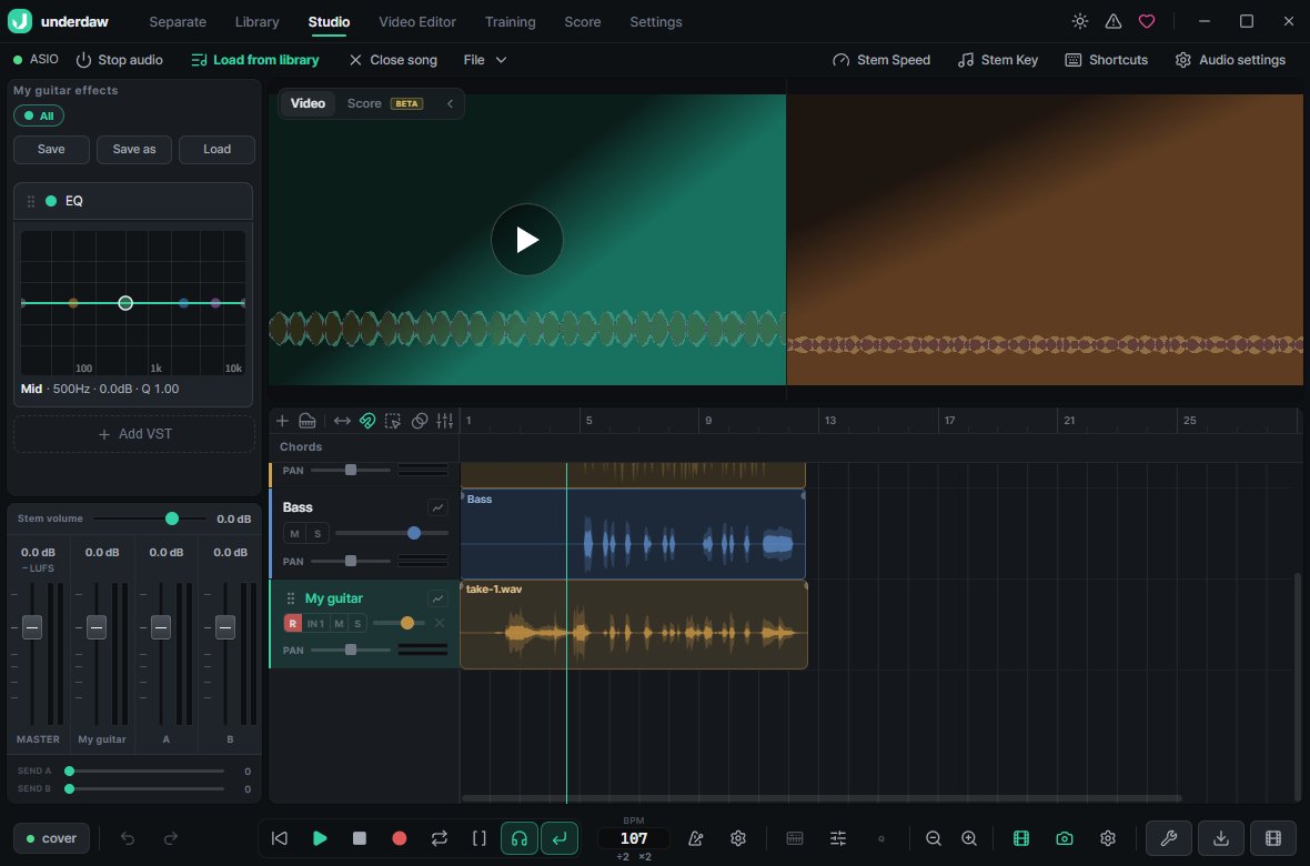 underdaw 스튜디오 — 원곡 영상 옆에 녹음하며 찍은 카메라 영상